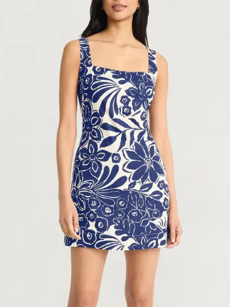 Floral Sleeveless Linen Blend Minidress